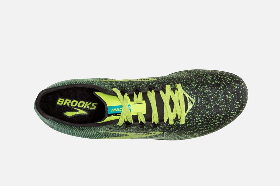 Brooks Mach 19 Spikes Shoes Mens Black/Green 590873-TEN